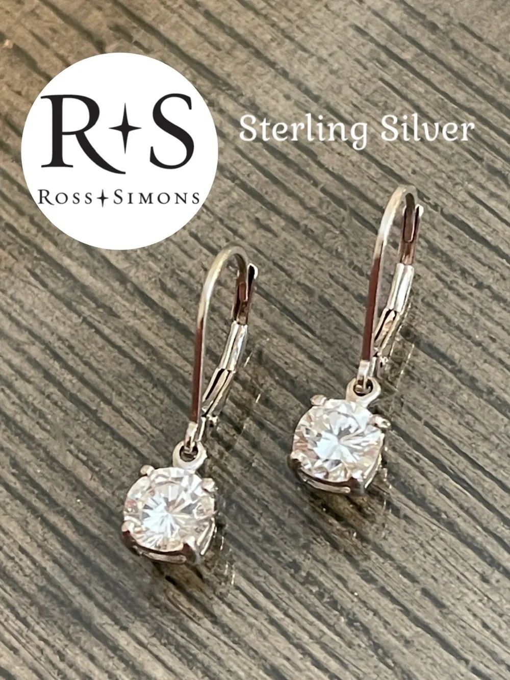 Ross-Simons Round Solitaire Leverback Dangle Earrings - Sterling Silver